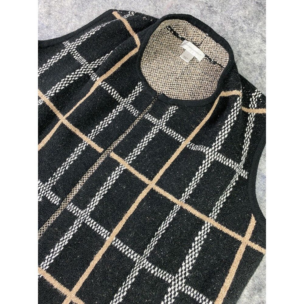 Christopher &‎ Banks Women's Large Sleeveless Sweater Black Open Front Cardigan